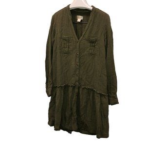 Maeve Anthropologie army olive green safari shirt dress 2